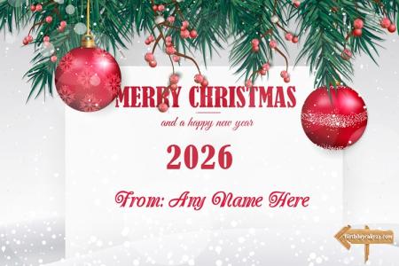 Merry Christmas & Happy New Year 2026 Card With Name Edit
