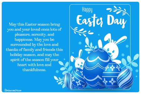 Happy easter day greeting card with bunny and eggs