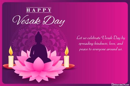 Elegant Purple Lotus Vesak Greeting Card