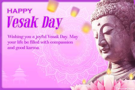 Elegant Vesak Greeting Card with Buddha Statue