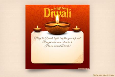 Create a Beautiful Diwali Greeting Card with Diya Lamps and Rangoli
