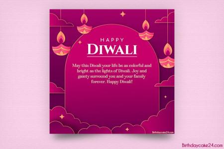 Create a Beautiful, Elegant Pink and Purple Diwali Greeting Card Online