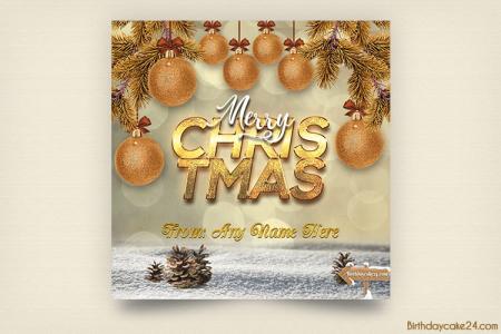 Golden Christmas Wishes Card With Name Editing