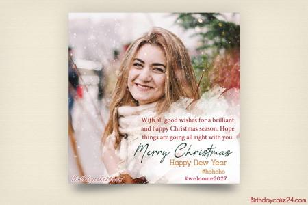 Merry Christmas And New Year 2027 Photo Frame Wishes