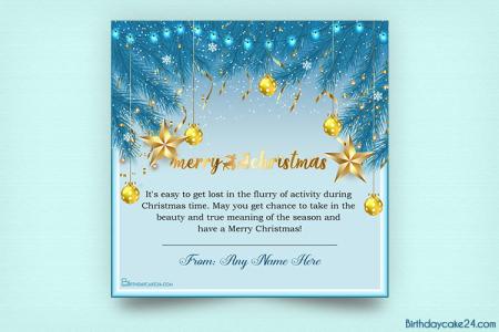 Merry Christmas Wishes Card With Name Online Editing