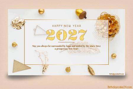 Luxury Gold And White Happy New Year 2027 Greetings