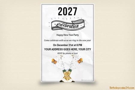 Happy New Year 2027 Party Invitation Card Maker Online