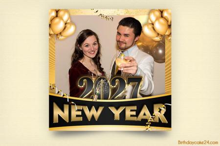 Creative Happy New Year 2027 Frame Design With Balloons