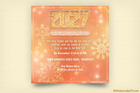 Rose Gold New Year 2027 Invitation Card