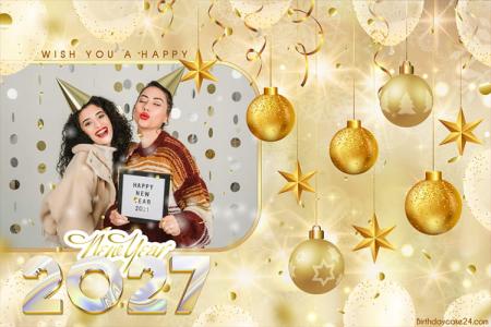 Sparkling Happy New Year 2027 Wishes Cards With Photo Frames