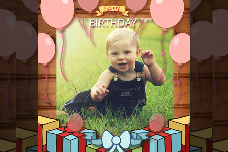 Frame Birthday Giftbox and Balloon