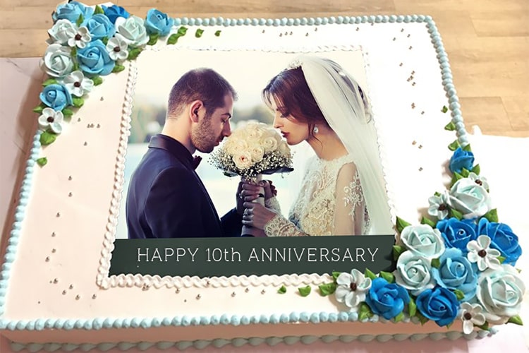 happy anniversary cake with photo