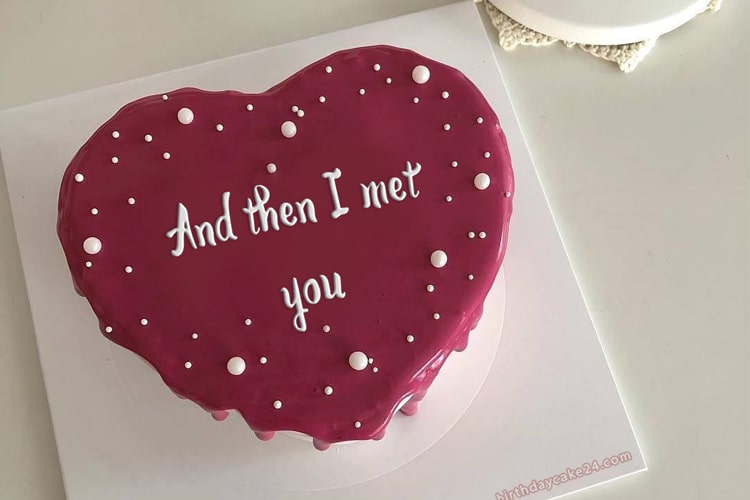 Romantic Heart Birthday Cake With Name