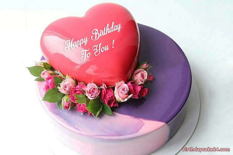 Romantic Fresh Flower Birthday Cake With Name Edit