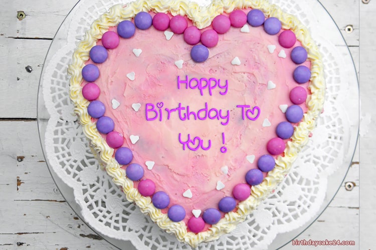 Write Name On Sweet Candy Heart Birthday Cake With Name Edit