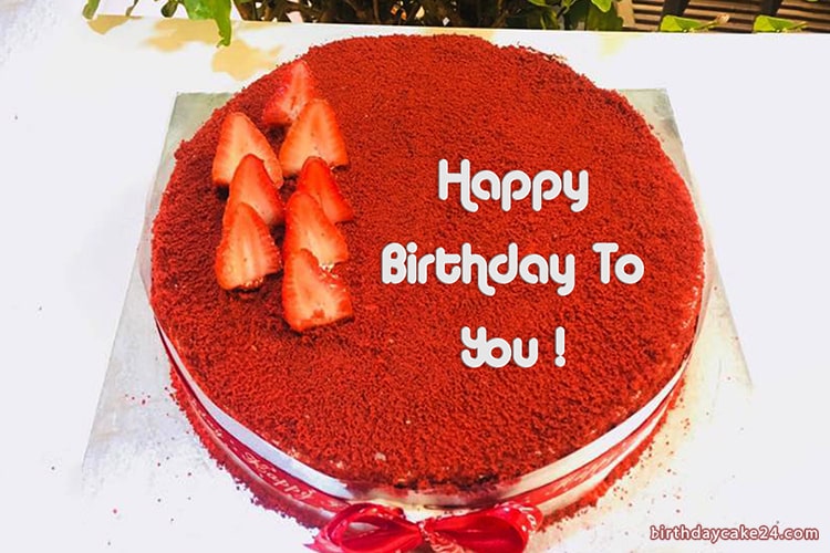 Red Velvet Birthday Cake With Name Edit