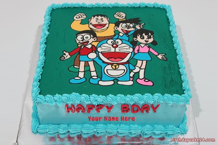 Doraemon Birthday Cake With Name For Kid