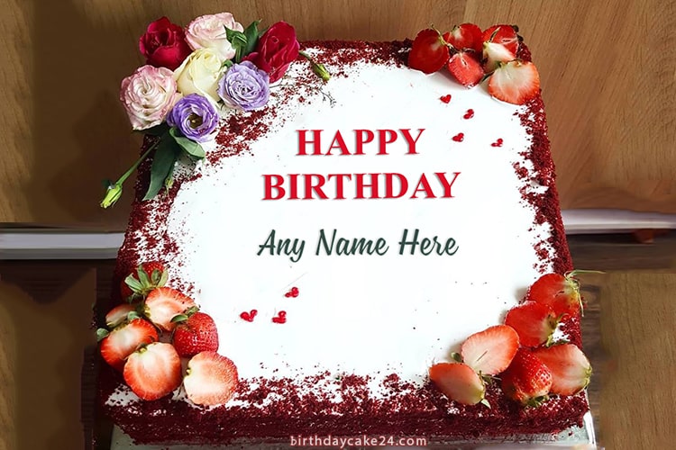 happy birthday cake with name edit online