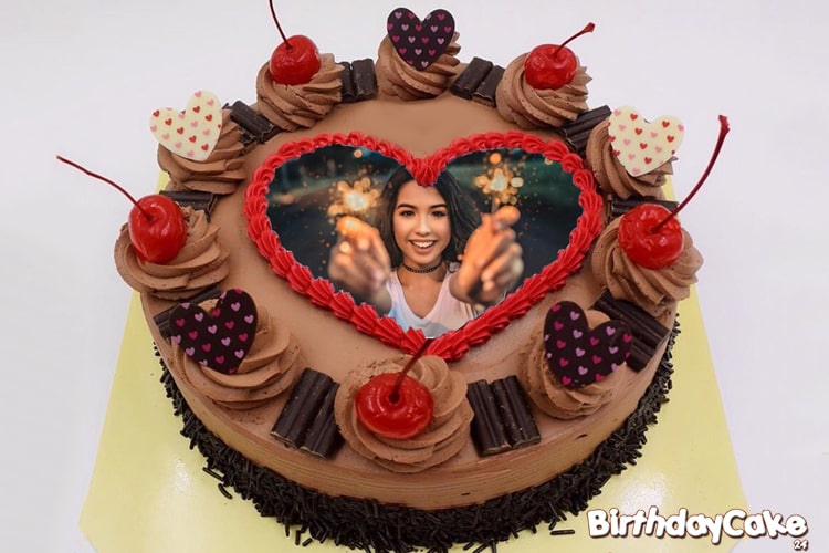 Happy Birthday Chocolate Cake With Photo Frame