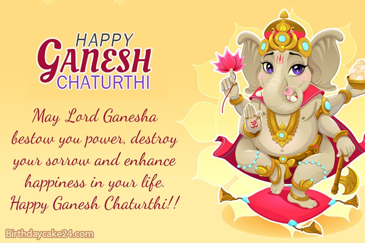 Happy Ganesh Chaturthi Card With Wishes Generator