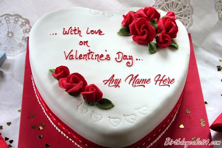 Valentine's Day Rose Cake With Name Edit