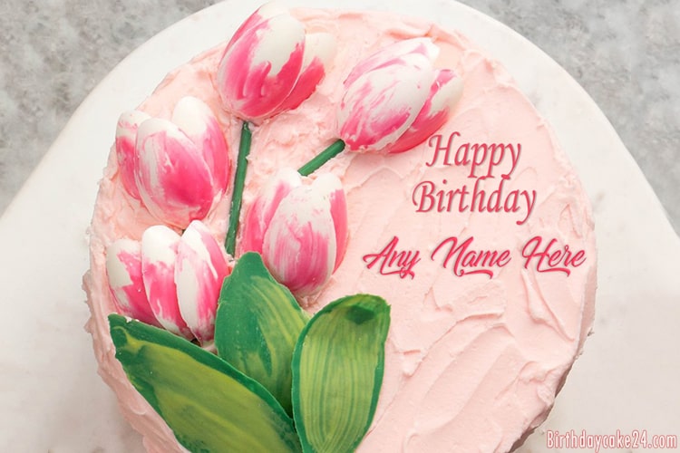Lovely Tulip Cake With Name Edit
