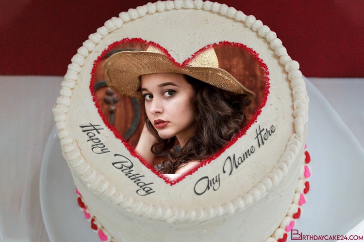 Romantic Birthday Cake For Lover With Name & Photo Edit