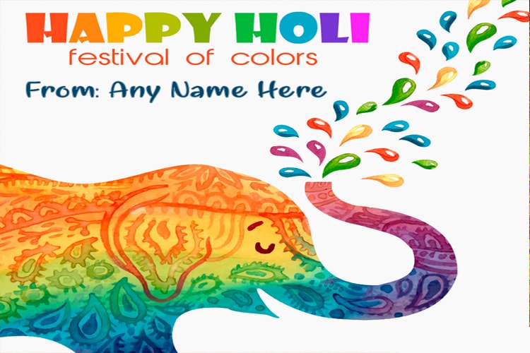 Write Name On Holi Festival of Colors Greeting Card
