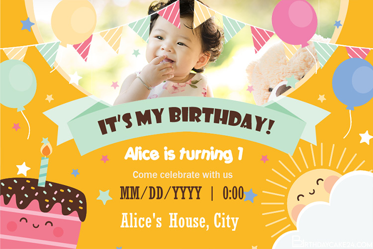 Lovely Birthday Invitation Card Maker Online