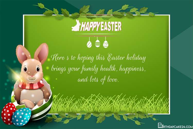 Green Easter Greeting Cards With Bunny