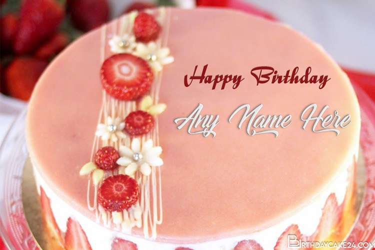 Happy Birthday Strawberry Cake With Name Edit