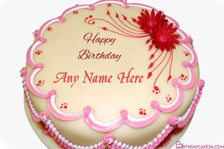 Happy Birthday Flower Cake With Name Editor