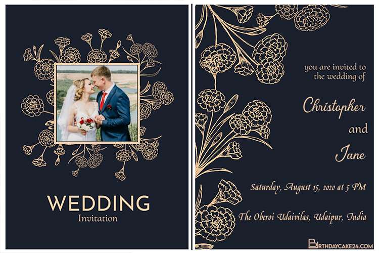 Luxury Golden Wedding Invitation Cards Personalised