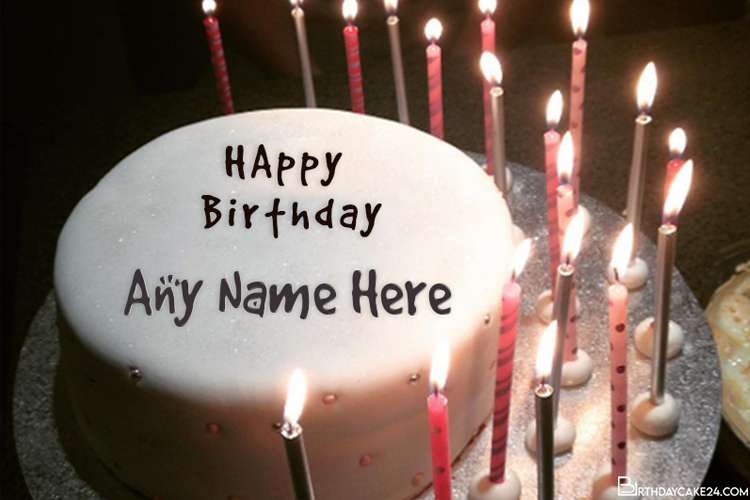 Write Name On Happy Birthday Cake With Candles