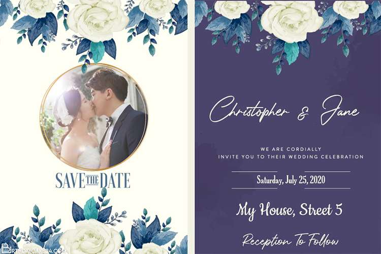 Free Wedding Invitation Card With Watercolor Flower