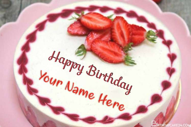Fruity Strawberry Birthday Cake With Name