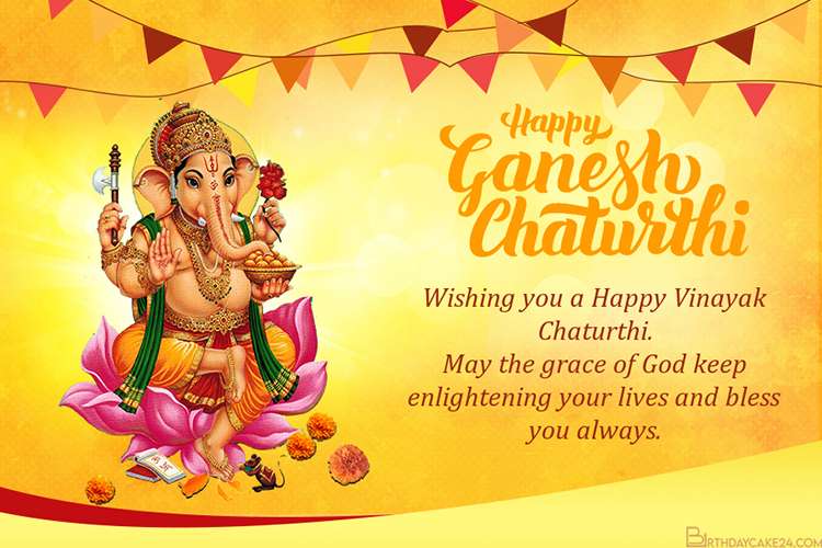 Ganesh Chaturthi Golden Card Maker Online