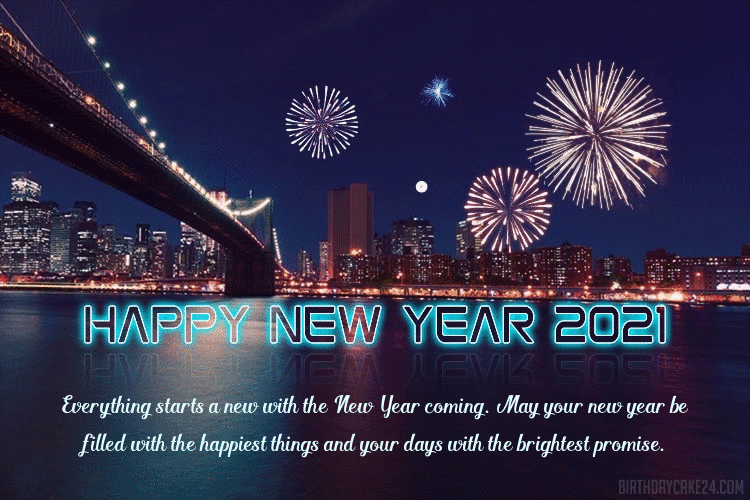 Happy New Year 2021 Fireworks Animated Wishes Card GIFs