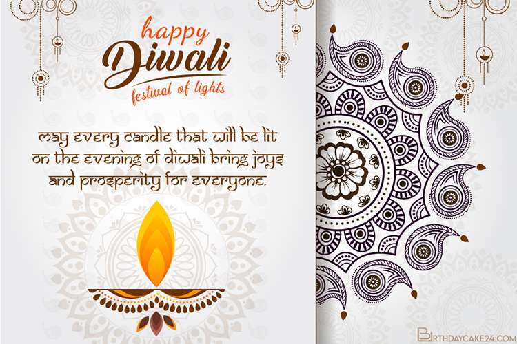 Happy Diwali 2022 Greeting Card With Diya Festival Lights