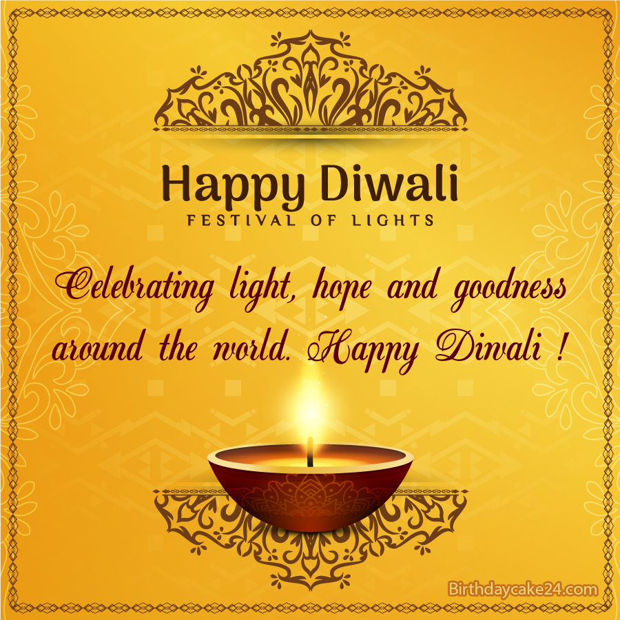 Golden Happy Diwali Card With Name Wishes