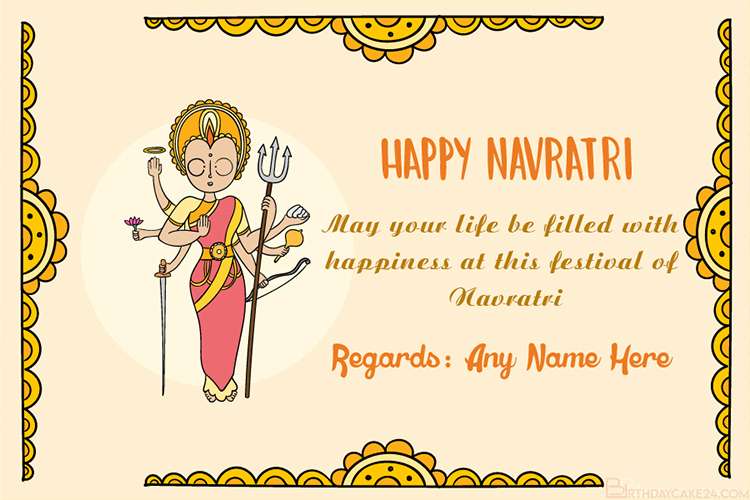 Write Name On Navratri Greeting Card