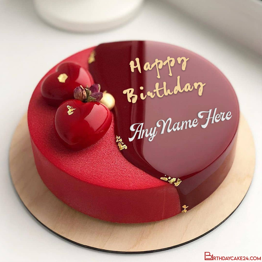 Red Velvet Birthday Cake With Name On It