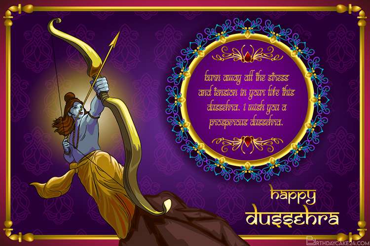 Luxury Dussehra Greeting Card With Name Wishes