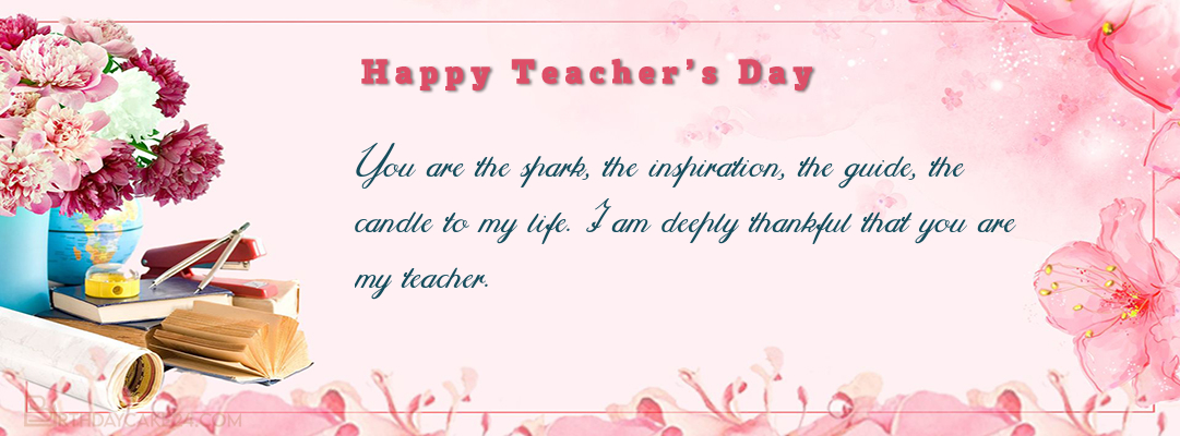 Pink Flower Facebook Cover for Happy Teachers Day