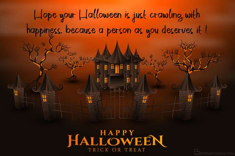 Halloween Card With Scary House Background