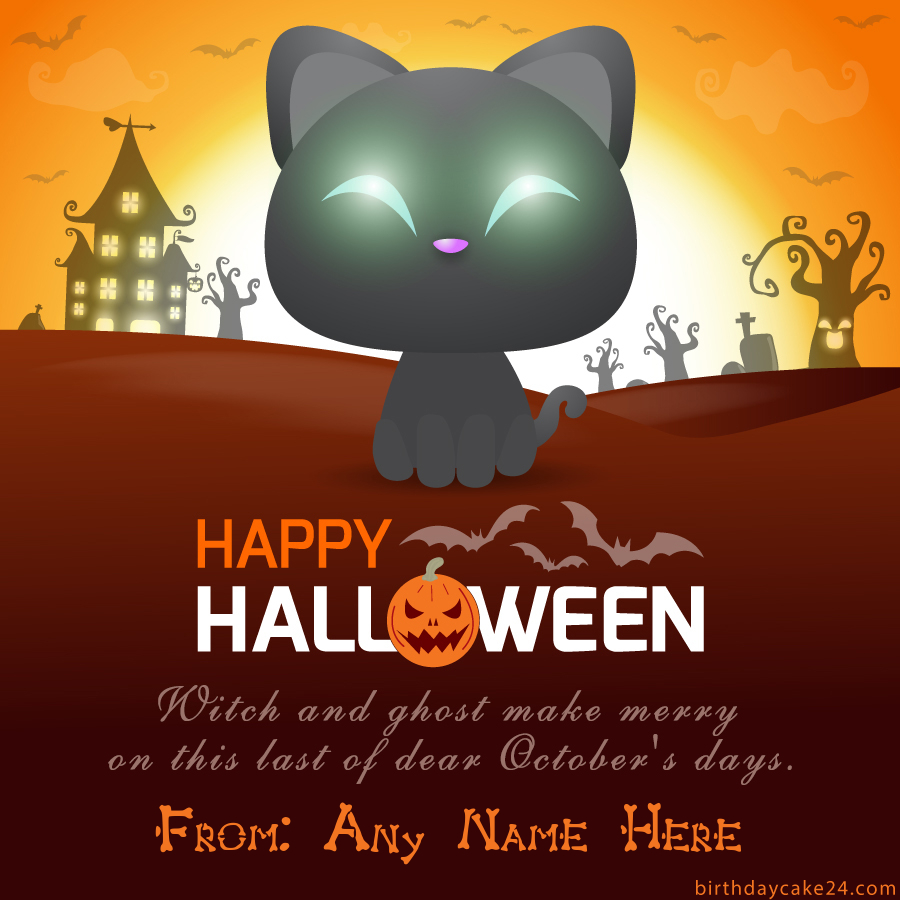Spooky Halloween Greeting Card With Name Edit