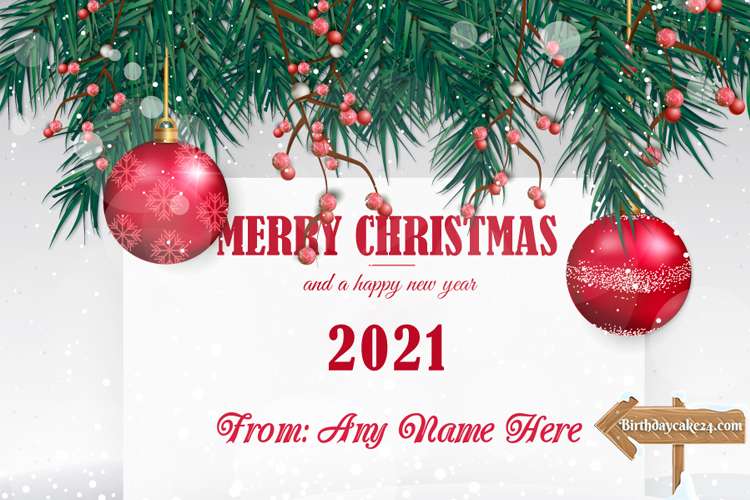 Merry Christmas & Happy New Year 2021 Card With Name Edit