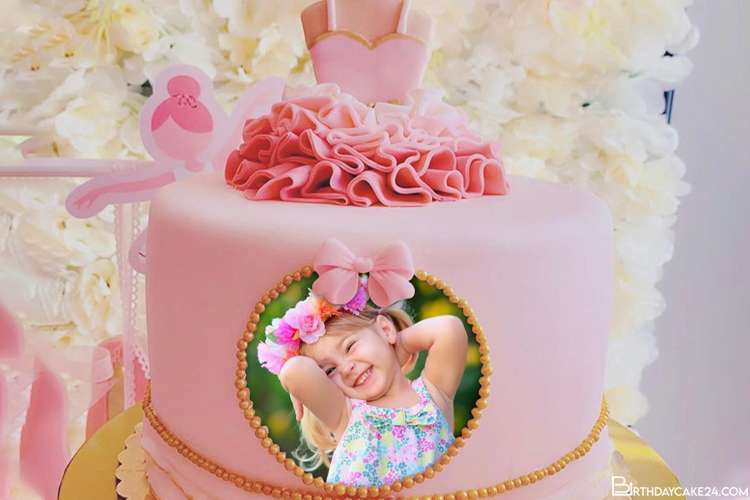 Pink Princess Birthday Cake For Girls With Your Photos