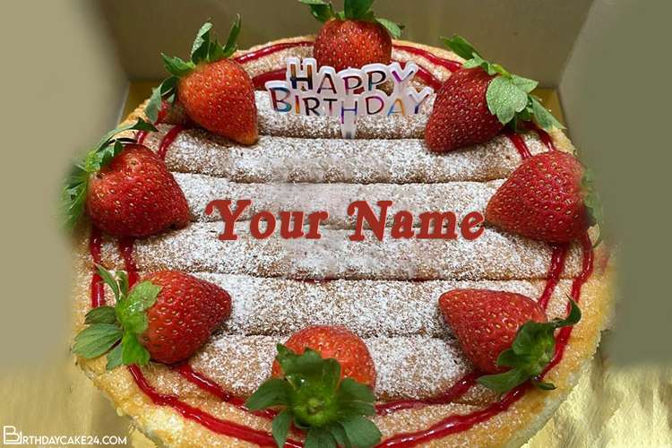 Best Strawberry Cake For Happy Birthday With Name Edit