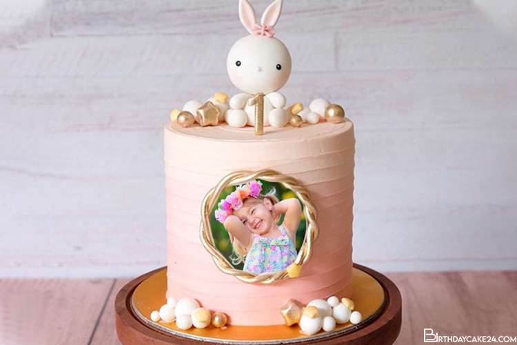 1st Bunny Birthday Cake With Photo Online Free